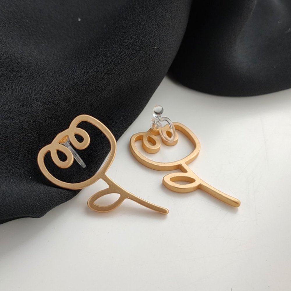 Clip-On Rosebud Stud Earrings - Picture 5 of 8